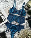 Toucheart 3 Piece Set Sexy Underwear Set For Women Mesh See-Through Lace Thin Sling Bra Set With Girdle Sexy Lingerie Suit New