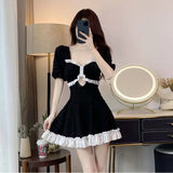 Hot Selling Swimsuit Women's New Black One-piece Cover Belly Slimming Skirt Style Flat Corner Hot Spring Conservative Swimsuit