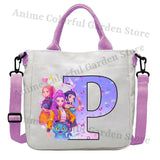 KPop Demon Hunters Canvas Shoulder Bag for Boys Girls Cartoon Letter Printed Crossbody Pouch Students Portable Fashion Handbag