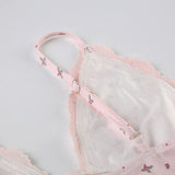 Summer Two-piece Pajamas Set for Women Sleepwear  Floral Lace Pink Sleeveless Camisoles and Slim Shorts Loungewear