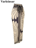 S - XXL Printed Sarong Female Swimsuit High Waist Bikini Women Swimwear Three-pieces Bikini set Bather Bathing Suit Swim V8212