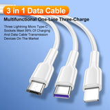 3in1 Cable 45W USB Charger Fast Charge QC 3.0 Wall Charging For iPhone 14 13 Samsung Xiaomi Mobile EU US Plug Adapter Travel