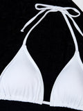 3 Pieces Triangle Halter String Bikini 2026 Solid Swimwear Female Sexy Swimsuit Women Bathers Bathing Swimming Swim Suit