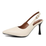 Elegant Women Sandals Pointed Toe 8cm Thin High Heels Sandals Back Buckle Strap Soft Single Party Dress Shoes Big Size 34-45 New