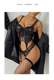Sexy Shinestone Underwire Padded Bodysuits With Garter Belt Fishnet Transparent Backless Deep V Sleeveless Bodysuits Charm 0ZYL