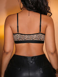Hot 3/4 Cup Sexy Deep V leopard Wireless bra Fashion front closure Push up bra Comfortable unlined sexy lingerie