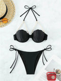 Shell Shaped Underwired Bra Cup Bikini Women Pearls Bikinis 2025 Female Swimwear Two Pieces Bikini Set Push Up Bathing Suit Swim