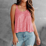 2026 Summer Fashion Women's Tanks Sexy Sequins Camisole Lady Casual Sliver Women's Strap Top Night club Streetwear Y2K Dress up