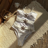 2025 Sexy Cut Out Metal Star Women Swimwear One Piece Swimsuit Female High Leg Cut Monokini Bather Bathing Suit Swim Bodysuit