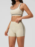 Summer New Color Contrast Yoga Set Women Tight I-shaped Back Sports Bra Versatile Fitness Suit High Waist Shorts Workout Clothes