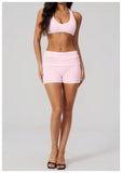 Women Two Piece Gym Yoga Sets Back Cross Sports Bra Pleate High Waist Short Fitness Suit Outdoor Running Camisole Tops Outfits