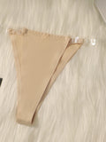 2pcs Women's sexy thong with low waist and seamless hollow out easy to wash and dry antibacterial underwear C678