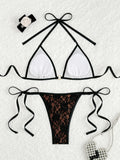 2025 Triangle Halter String Bikini Women Swimwear Female Sexy Black Swimsuit Bathers Bathing Swimming Swim Suit Beachwear