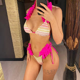 With Skirt Waved Ruffled Frilled Bikini Female Swimsuit Women Swimwear Three-pieces Bikini set Bather Bathing Suit Swim V5235