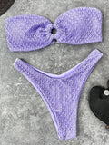Wrinkled Fishnet Strapless Bandeau Bikini Women Swimsuit Female Swimwear Two-pieces Bikini set High Cut Bather Bathing Suit Swim