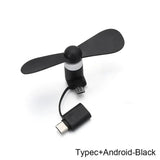 Mini USB Fan Flexible Cooling hand Fan portable Fans Summer Cool laptop Desktop Cell Phone Cooler 2 in 1 Micro USB Type-C plug