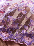 Women Purple Floral Embroidery Lace Lingerie Set Satin Sheer Mesh Bra Thong 2‑Pieces Intimate Underwear ZA825246