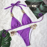 8 Colors Sexy Bikini Women Swimwear Swimsuit Shiny Crystal Diamond Chain Bathing Suit Beach Bikinis Set Female Push Up Biquinis