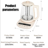 SUNATUR 1.8L Electric Glass Health Preserving Kettle,Stainless Steel,800W Fast Boil,24h Insulation