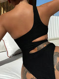 Asymmetric Hollow Out One Shoulder Women Swimwear One Piece Swimsuit Female High Cut Monokini Bather Bathing Suit Swim Beachwear