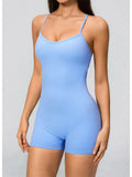 New Cross Back Yoga Jumpsuit Women Tight Sleeveless Hollow Out Sports One Piece Suit Butt-Lifting Shorts Fitness Bodysuits