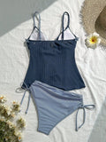 New 2026 Fashion Swimsuit Women Frill Trim Tankini Strappy Vest with Bow Swimwear Ruffles Beachwear Holiday Look Bathing Suits