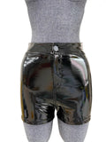 Sexy Womens Shorts Elastic High Waist Faux PU Leather Short Pants Latex Hot Goth Shorts Pole Dance Clubwear Mini Shorts 3N6J