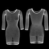 1PC Women Sexy Fishnet Beach Cover Up Long Sleeves Hollow Out Bodycon Dress See Through Summer Swimwear