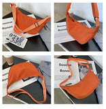 1pc Women Large Color Solid Nylon Half Moon Daily Street Fanny Pack Waist Bag Capacity Travel Crossbody