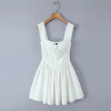 Foridol Bowknot Back Lace Up White Dress Women Sleeveless Lace Decor Summer Short Dress Elegant A-line Party Sundress 2025 New