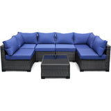 HobbyLane 7 Piece Modular Outdoor Furniture Set PE Rattan Wicker Garden