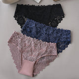 Lace Cotton Panties 3PCS Floral Embroidered Women's Briefs