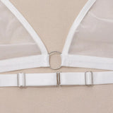 Toucheart Sexy Lingerie for Women Solid Color Mesh See-through Women's Plunge Underwear Suit Sexy Garters Lingerie 4-piece Set