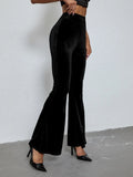 2026 Spring Fashion Velvet Pants Elegant Solid High-Waisted Slim-Fit Trousers Women's Flared Pants Streetwear Female Clothing