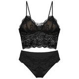 French Backless Bralette Sheer Lace Wireless Halter Top No Underwire Anti Nipple Show Comfort Bra & Tushy Set CA MOYISU Sexy Bra