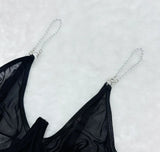 European and American erotic lingerie, sexy and hot see-through push-up slim fit halter neck one-piece