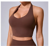 Ladies Sports Bra Sexy Hanging Neck High Support Impact Yoga Underwear Running Fitness Gym Push Up Workout Bra Padded Bralette