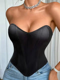 French Fashion Heart-Shaped Vest Corset Casaul Style Chest Corset Boned Motorcycle Style Short Sexy Waist Trainer For Women EEI6