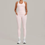 Women's Seamless Yoga Sets Sports Fitness Hip-lifting High Waist Pant Sleeveless Backless Suits Workout Running Leggings Sets