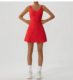Tennis Fitness Dresses Women Fake Two Piece Sports Dress Outdoor Casual High Elasticity  Running Yoga Golf Mini Skirts