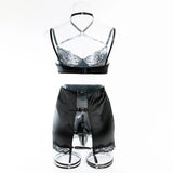 Toucheart Sexy Lingerie Set for Women Mesh Perspective Bra Set Lace Lace Splicing Sexy Hip-pack Skirt Sexy Underwear Garters Set