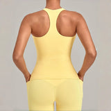 Women's Seamless Yoga Vest Sports Fitness Gym Beauty Back Top Nude Slim Fit Training Running Workout Vest