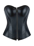 Zipper bone dress sexy chest support abdomen corset European and American court body shaping PU smooth tight bodice