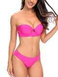 Neon Green Push Up Bra Cup Bikini Women Bandeau Swimsuit Female Swimwear Two Pieces Bikini Set Brazilian Bathing Suit Swim Lady