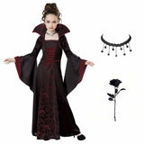 Kids Vampire Costume Gothic Halloween Dress with Accessories