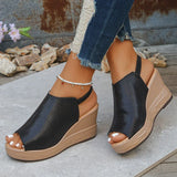 2025 New Gold Wegdes Sandals Women Summer Plus Size Chunky Platform Sandles Woman Elastic Back Strap High Heel Sandalias Mujer