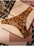 Ice Silk Leopard Women Panties Sexy G String Thong Seamless Underwear T Back Candy Color Girls Briefs Underpants Plus Size M-XXL