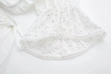 Foridol Lace Summer White Dress Women Puff Sleeve Embriodery Waist Cut Out Beach Short Sexy Cotton Dress Backless 2025 Sundress