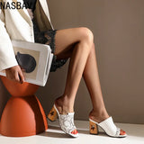 NASBAVI Brand New Ladies Peep Toe Summer Sandals Fashion Mixed Colors Chunky High Heels Women Sandals Party Woman Shoes 35-45