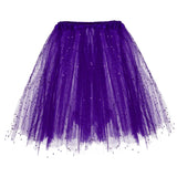 Women Glitter Tutu Skirt Puffy Tiered Tulle Underskirt Elastic Waist Layered Short Skirt Party Gown Princess Skirt Orange Yellow